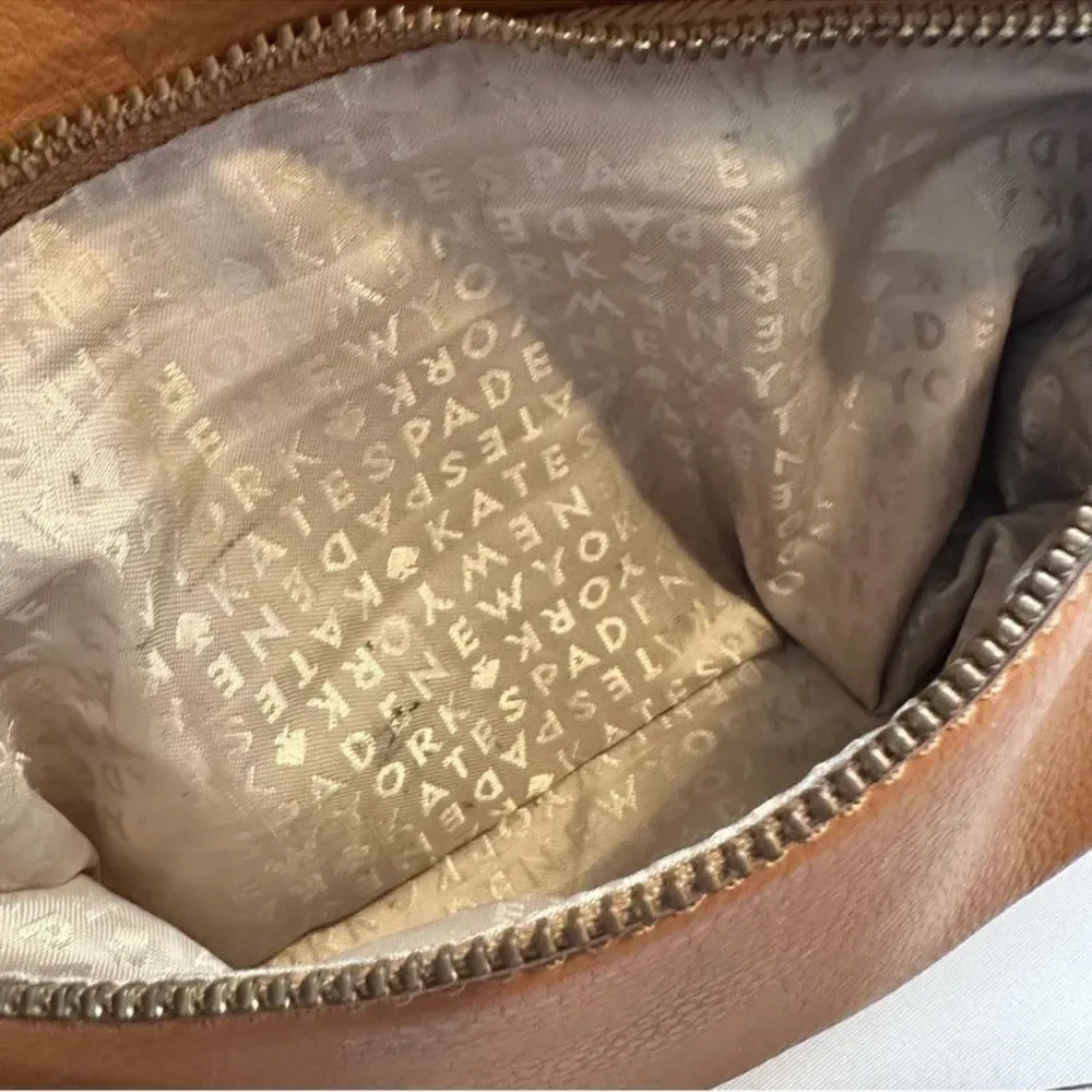 Vintage Kate Spade Tan Pebbled Leather Crossbody Bag
